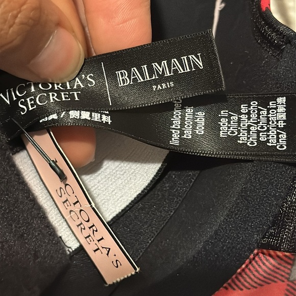 Victoria's Secret X BALMAIN Fashion Show Plaid Strappy Long Line Bra - Picture 6 of 7